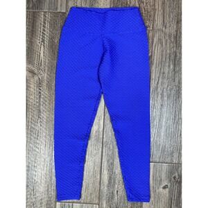 Baty by Brabants Blue High Waist Textured Leggings Athletic‎ Workout Pants